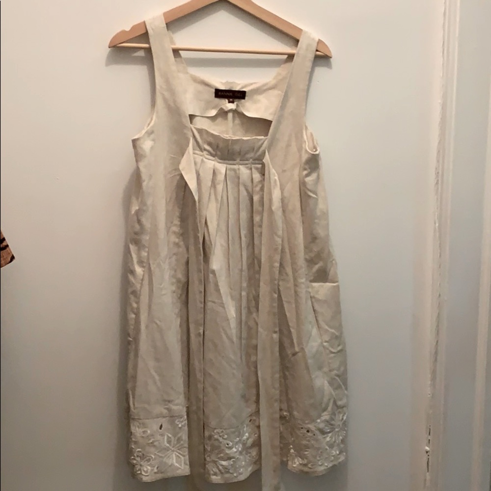Ranna Gill Dress Eyelet Cream Beige Lace M